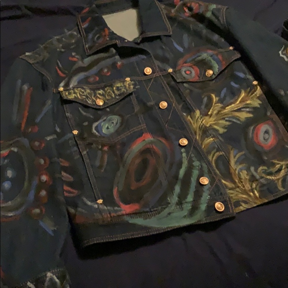 Versace handpainted Jeans and jean jacket